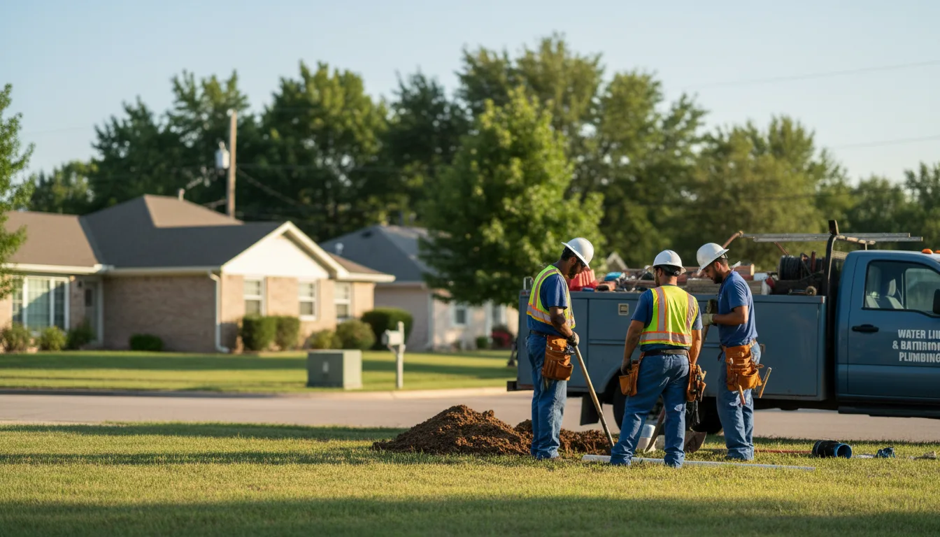 Residential water line and bathroom plumbing service in Blum, TX